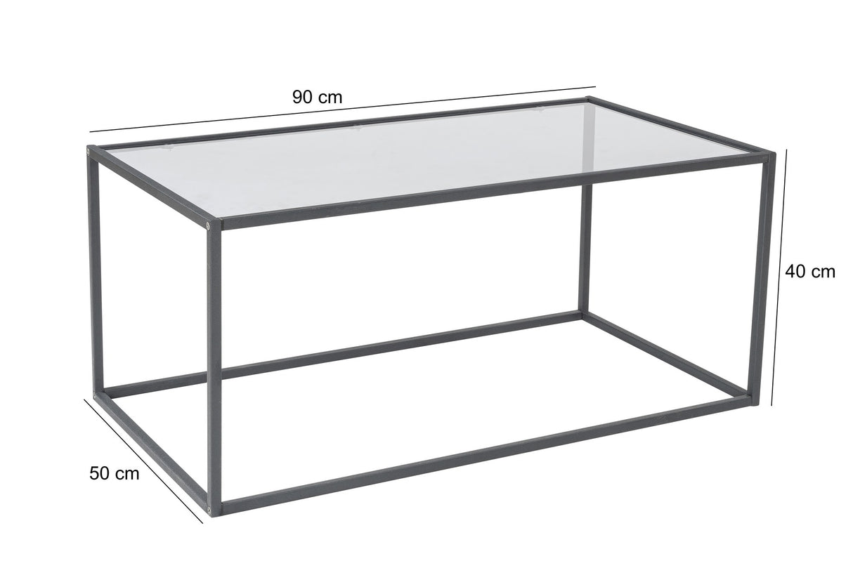 Măsuță de cafea Lizbon - Smoked Glass, Negru, 90x50x40 cm