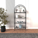 Bibliotecă Mona Glass, Negru, 80x30x175 cm