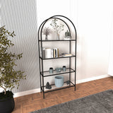 Bibliotecă Mona Glass, Negru, 80x30x175 cm
