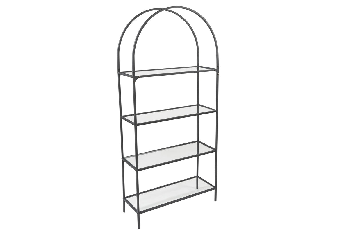 Bibliotecă Mona Glass, Negru, 80x30x175 cm