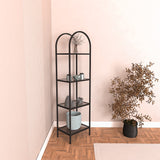 Bibliotecă Mona - Black, Smoked Glass 40, Negru, 80x30x152 cm