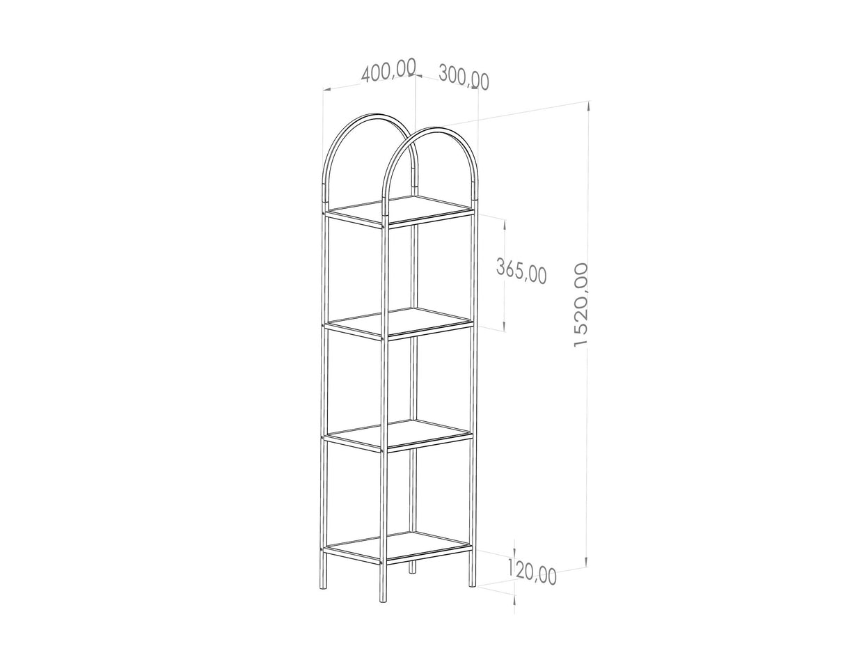 Bibliotecă Mona - Black, Smoked Glass 40, Negru, 80x30x152 cm