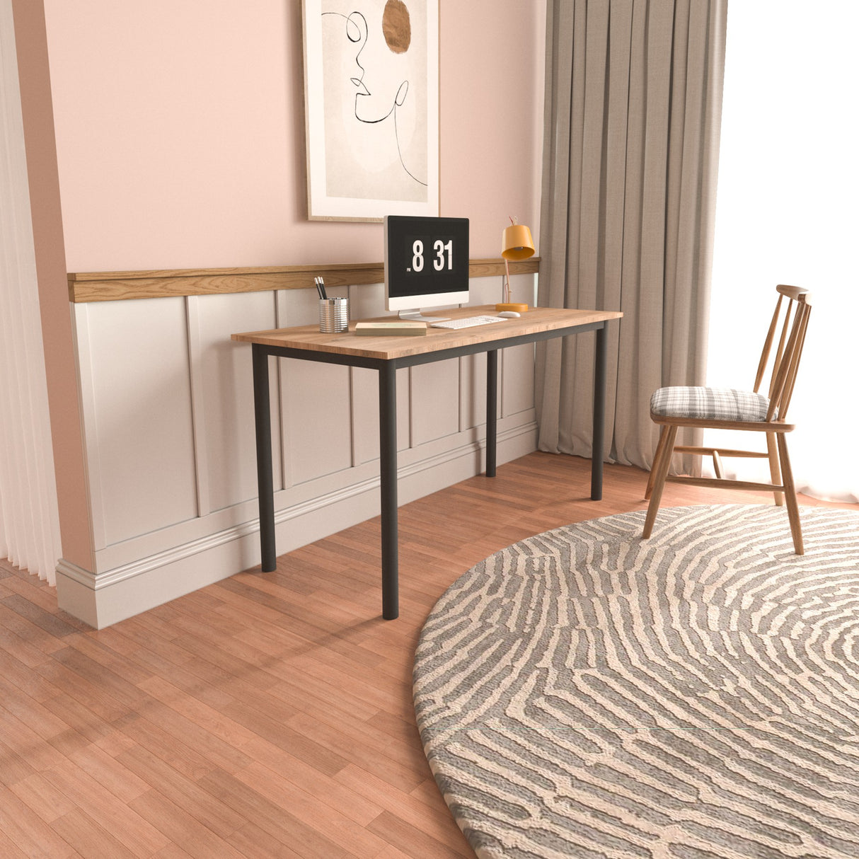 Birou Viva - 110 x 55, Stejar - Negru, 110x55x78 cm