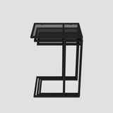 Set 3 măsuțe de cafea İbiza - Black, Smoked Glass, Negru, 42x34x58 cm