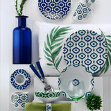 Serviciu de masă 24 bucăți ZG24Y24309133, Alb - Verde - Albastru, 20x20x2 cm