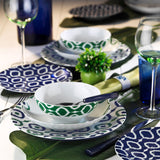 Serviciu de masă 24 bucăți ZG24Y24309133, Alb - Verde - Albastru, 20x20x2 cm