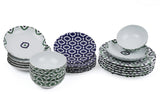 Serviciu de masă 24 bucăți ZG24Y24309133, Alb - Verde - Albastru, 20x20x2 cm