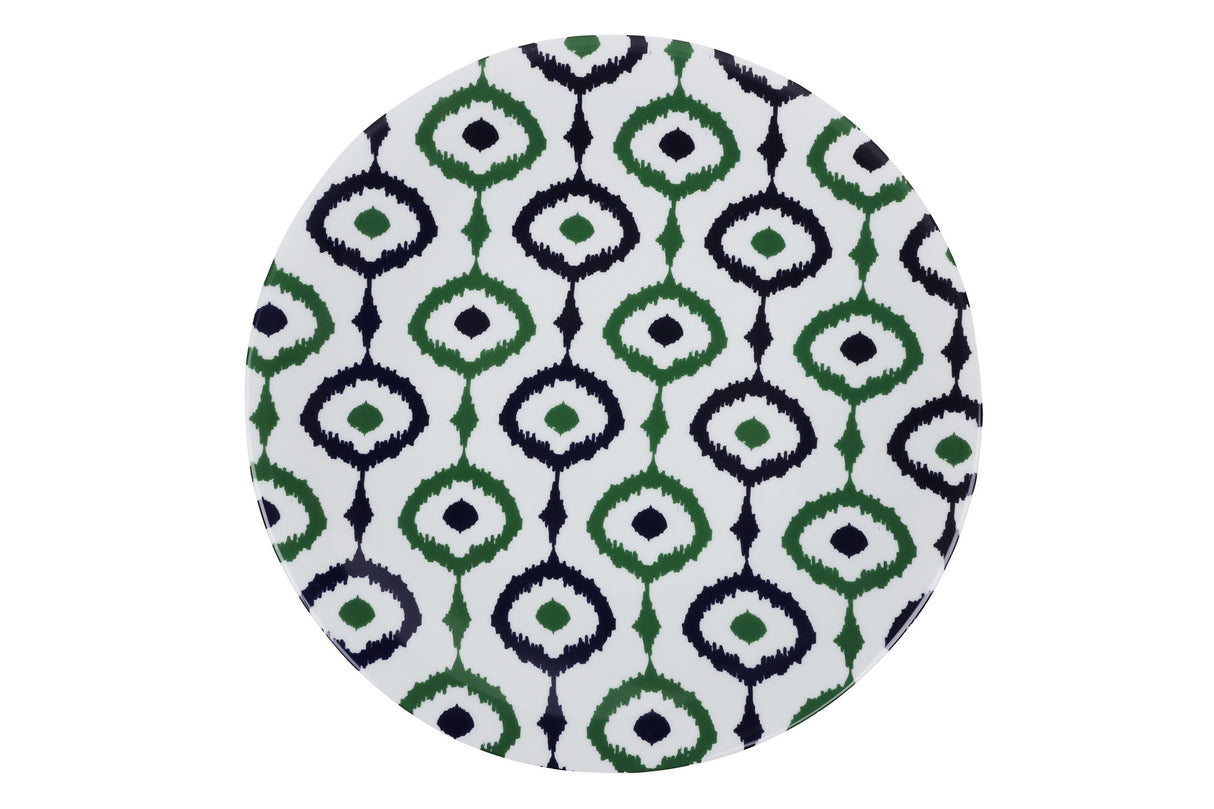 Serviciu de masă 24 bucăți ZG24Y24309133, Alb - Verde - Albastru, 20x20x2 cm