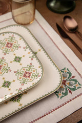 Serviciu de masă 26 bucăți BNMNS26YS60112679, Alb - Verde - Auriu, 32x20x2 cm