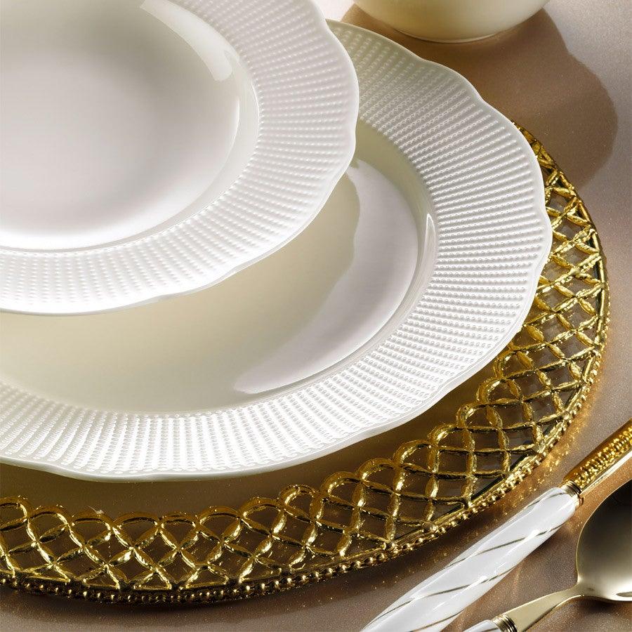 Serviciu de masa, 24 piese, , Portelan, Alb