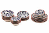 Serviciu de masă 24 bucăți NCHR24Y289071, Alb - Albastru - Maro, 25x25x2 cm