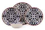 Serviciu de masă 24 bucăți NCHR24Y289071, Alb - Albastru - Maro, 25x25x2 cm