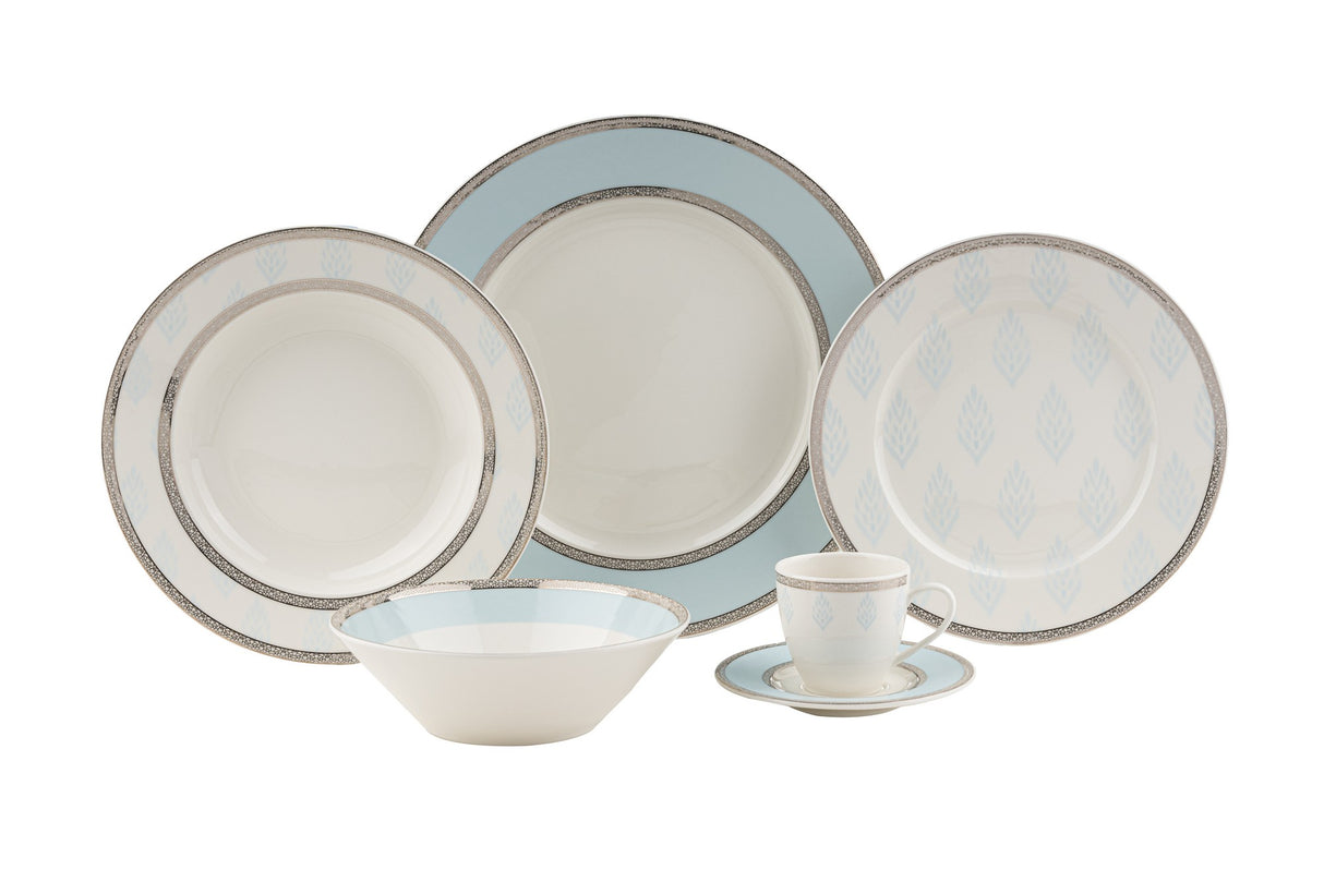 Serviciu de masă 68 bucăți BNKL68YT43010555, Turcoaz - Gri - Alb, 27x27x2 cm