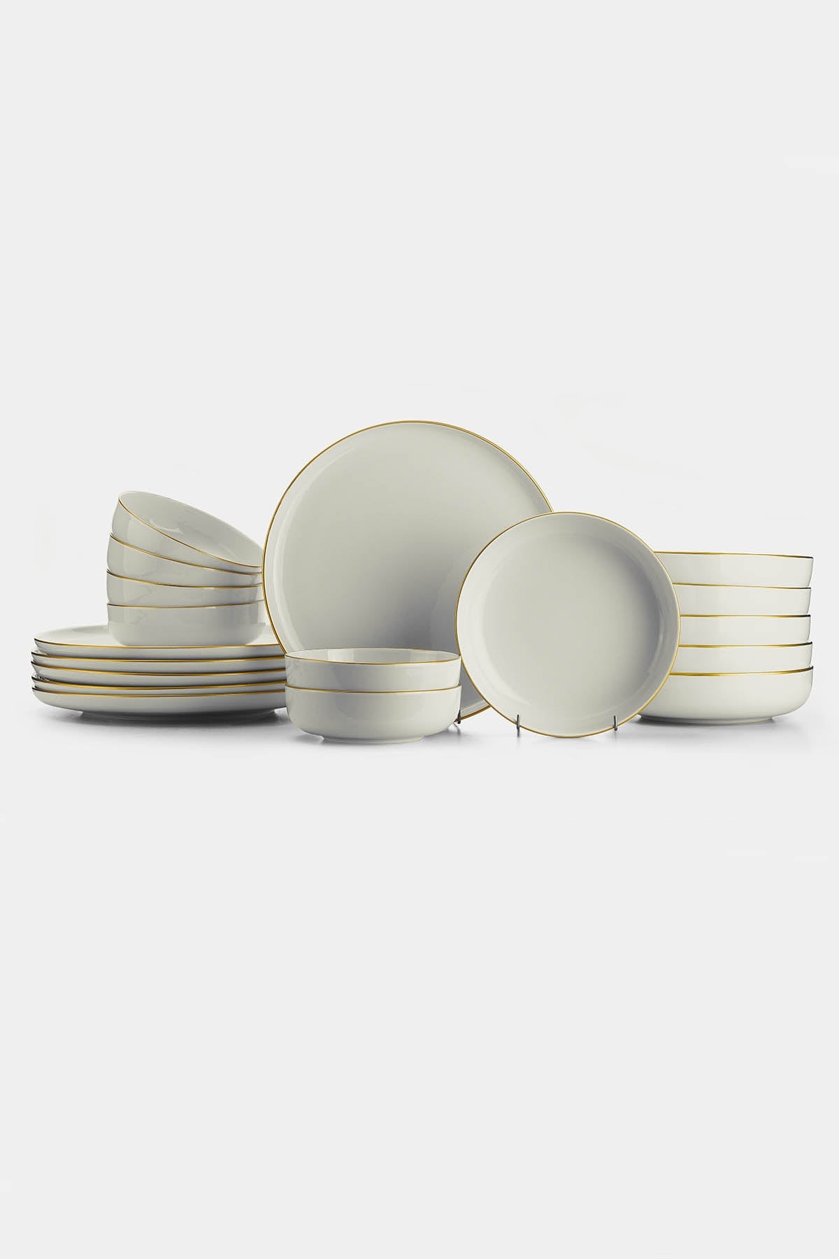 Serviciu de masă 18 bucăți MOD18Y445R520, Crem - Auriu, 27x27x3 cm