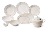 Serviciu de masă 60 bucăți BNKL60YT43011476, Alb - Auriu, 25x25x10 cm