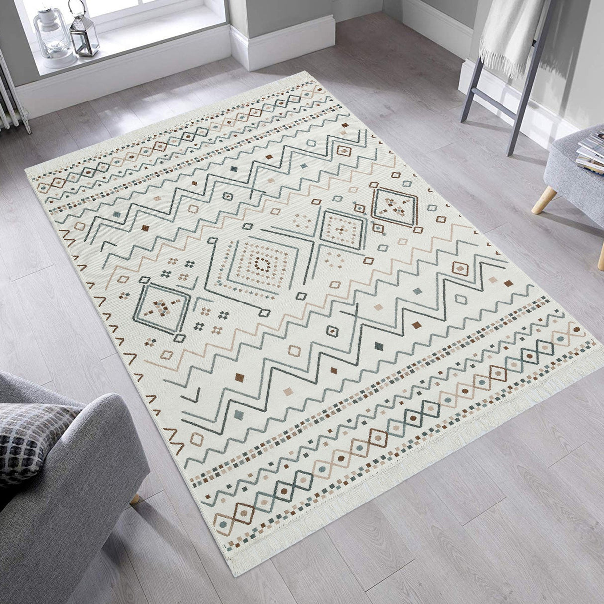 Covor Ar 05, Bej - Albastru - Mink, 160x230x1 cm