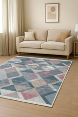 Covor Ar 10, Albastru - Roz - Bej - Gri, 160x230 cm
