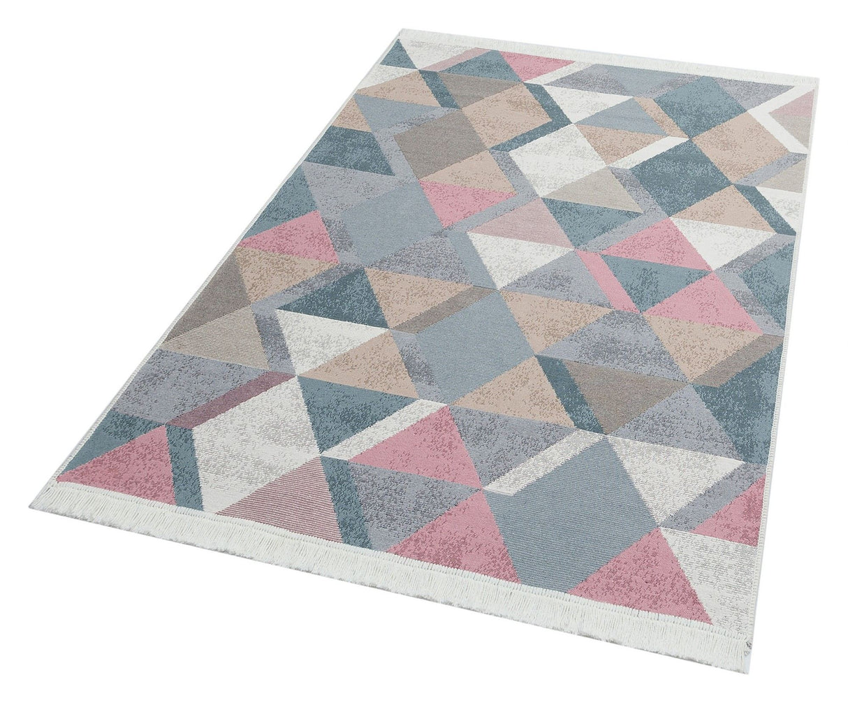 Covor Ar 10, Albastru - Roz - Bej - Gri, 160x230 cm