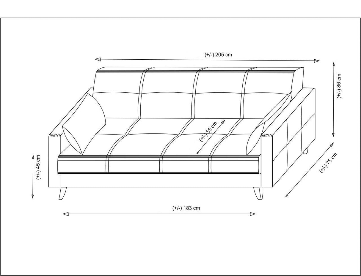 Canapea extensibilă Polya, 3 locuri, Diverse culori, 205x75x86 cm - Bej | SKU: 730MST1206 | Canapea extensibilă Polya, 3 locuri, 205x75x86 cm, varianta Bej, produs pentru amenajarea locuinței, disponibil online în România la CasaMob