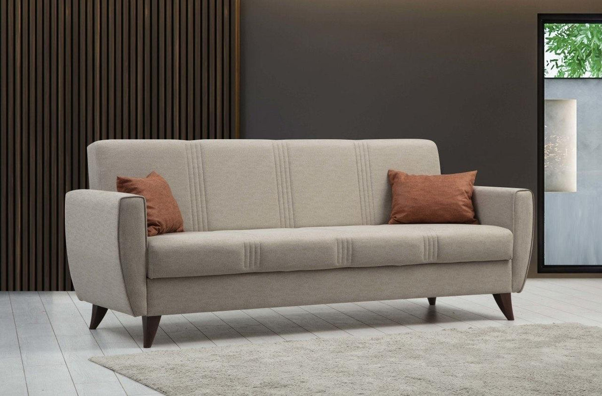 Canapea extensibilă Zaden, 3 locuri, Diverse culori, 207x77x86 cm - Bej | SKU: 730MST1210 | Canapea extensibilă Zaden, 3 locuri, 207x77x86 cm, varianta Bej, produs pentru amenajarea locuinței, disponibil online în România la CasaMob