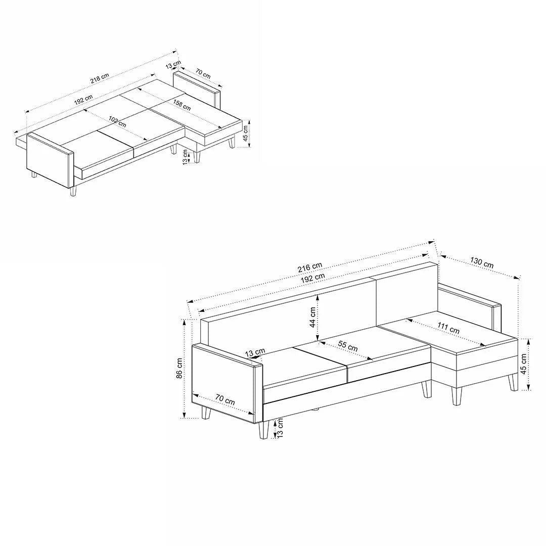 Canapea extensibilă Alkon, Colț, Diverse culori, 223x130x86 cm - Gri deschis | SKU: 730MST1301 | Canapea extensibilă Alkon, Colț, 223x130x86 cm, varianta Gri deschis, produs pentru amenajarea locuinței, disponibil online în România la CasaMob