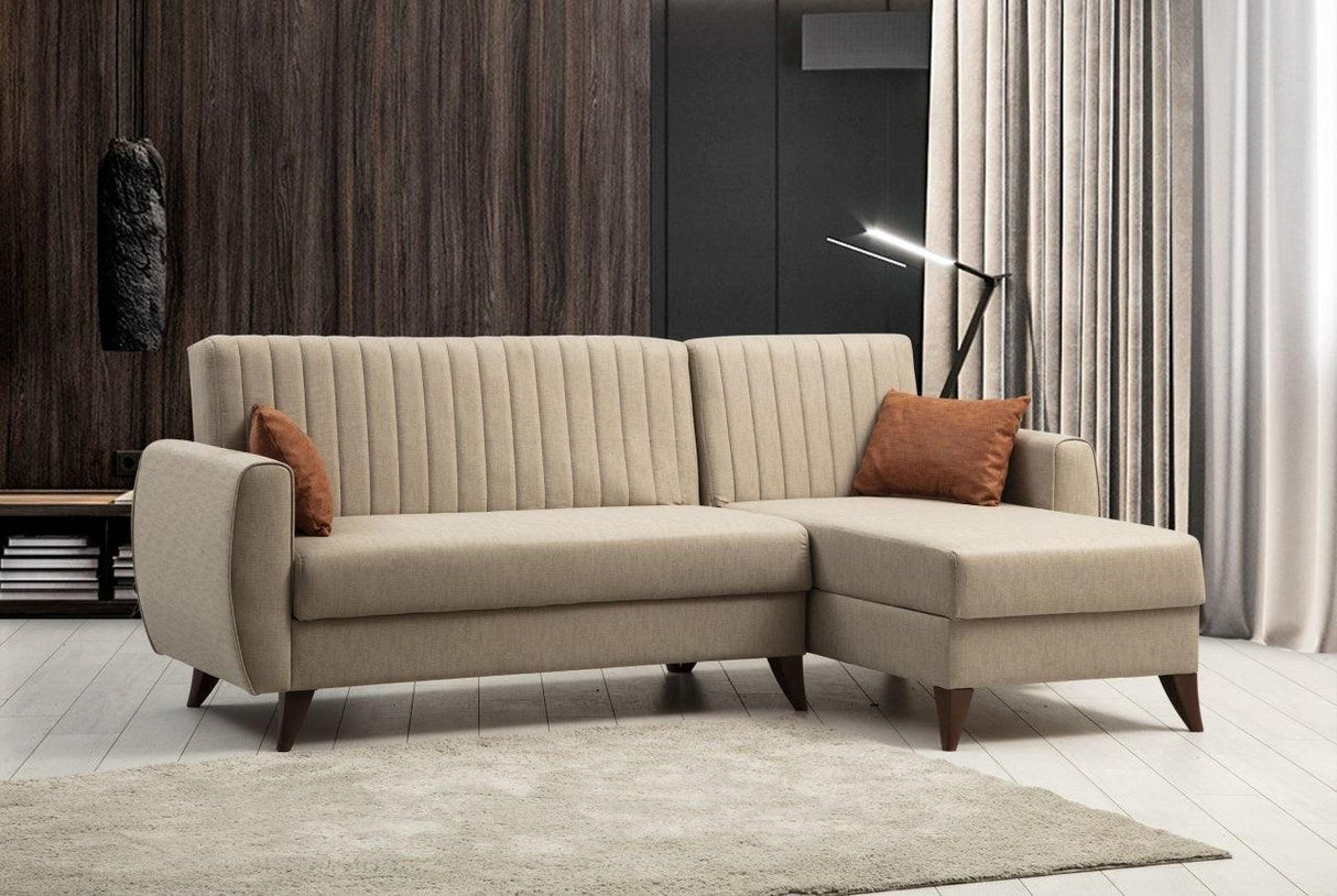 Canapea extensibilă Alkon, Colț, Diverse culori, 223x130x86 cm - Bej | SKU: 730MST1302 | Canapea extensibilă Alkon, Colț, 223x130x86 cm, varianta Bej, produs pentru amenajarea locuinței, disponibil online în România la CasaMob