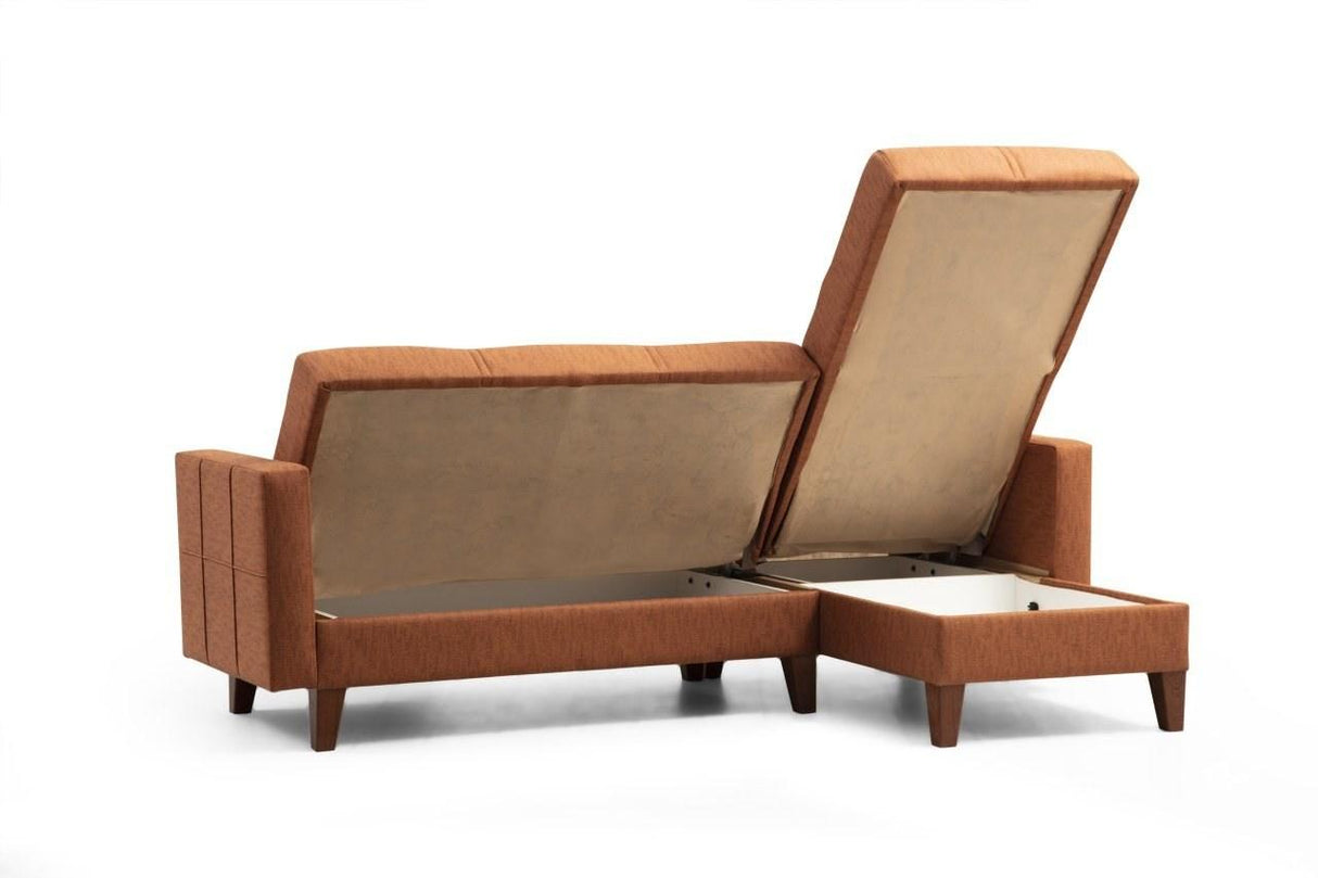 Canapea extensibilă Polya, Colț, Diverse culori, 216x130x86 cm - Roșu cărămiziu | SKU: 730MST1307 | Canapea extensibilă Polya, Colț, 216x130x86 cm, varianta Roșu cărămiziu, produs pentru amenajarea locuinței, disponibil online în România la CasaMob