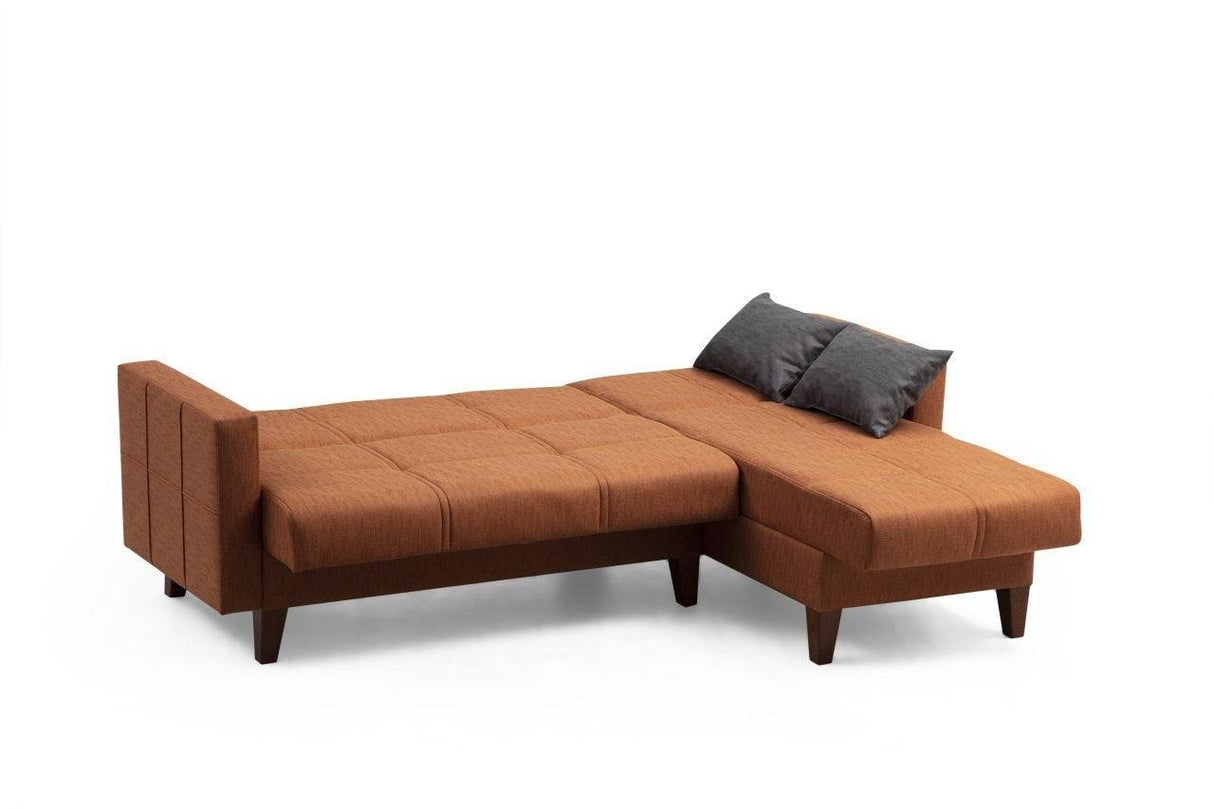 Canapea extensibilă Polya, Colț, Diverse culori, 216x130x86 cm - Roșu cărămiziu | SKU: 730MST1307 | Canapea extensibilă Polya, Colț, 216x130x86 cm, varianta Roșu cărămiziu, produs pentru amenajarea locuinței, disponibil online în România la CasaMob