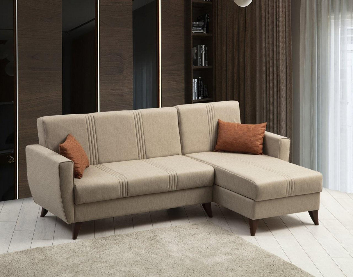 Canapea extensibilă Zaden, Colț, Diverse culori, 218x130x86 cm - Bej | SKU: 730MST1310 | Canapea extensibilă Zaden, Colț, 218x130x86 cm, varianta Bej, produs pentru amenajarea locuinței, disponibil online în România la CasaMob