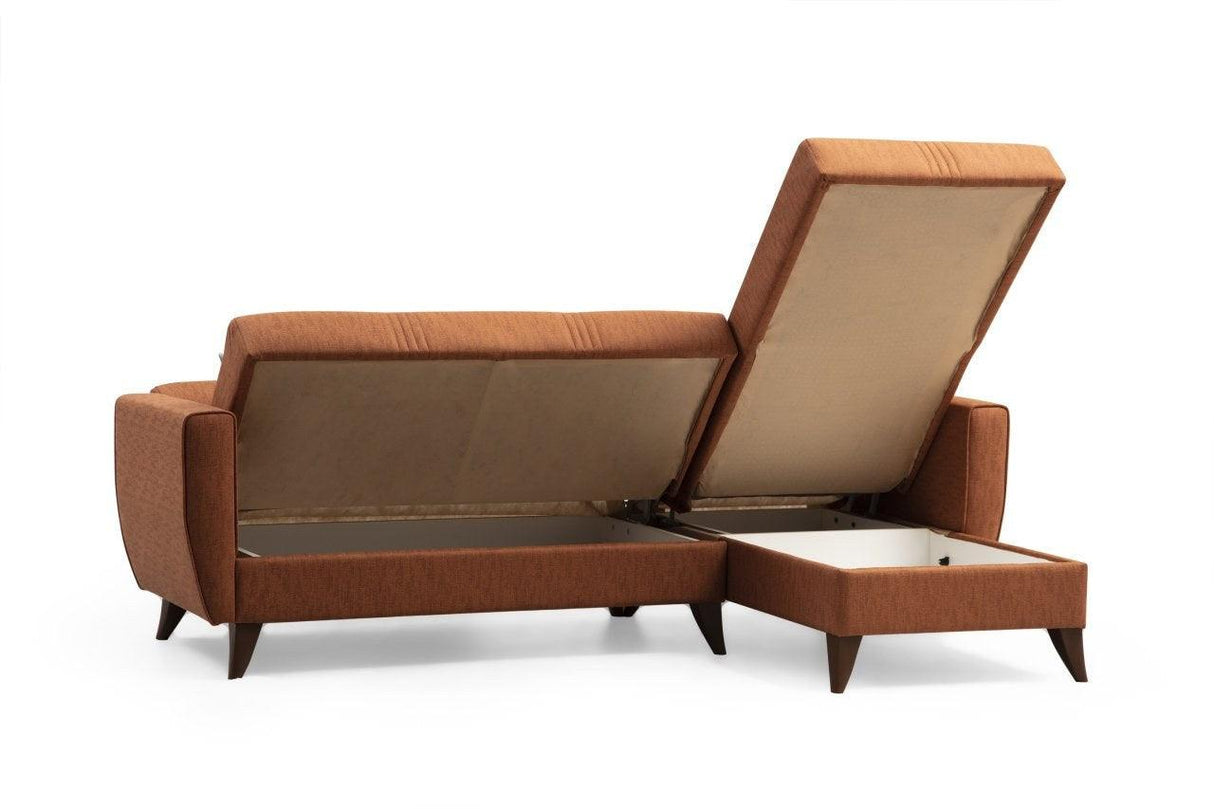 Canapea extensibilă Zaden, Colț, Diverse culori, 218x130x86 cm - Roșu cărămiziu | SKU: 730MST1311 | Canapea extensibilă Zaden, Colț, 218x130x86 cm, varianta Roșu cărămiziu, produs pentru amenajarea locuinței, disponibil online în România la CasaMob