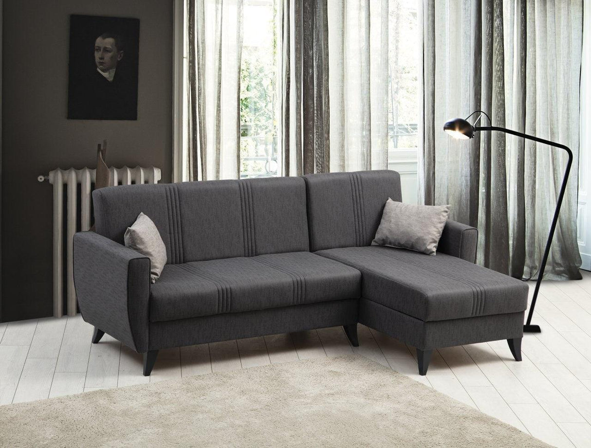 Canapea extensibilă Zaden, Colț, Diverse culori, 218x130x86 cm - Gri închis | SKU: 730MST1312 | Canapea extensibilă Zaden, Colț, 218x130x86 cm, varianta Gri închis, produs pentru amenajarea locuinței, disponibil online în România la CasaMob