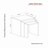 Set 3 măsuțe de cafea Zariel, Alb, 33x35x33 cm