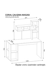 Birou Coral, Diverse culori, 140x60x154 cm - Alb - Cordoba | SKU: 731WAT3812 | Birou Coral, 140x60x154 cm, varianta Alb - Cordoba, produs pentru amenajarea locuinței, disponibil online în România la CasaMob