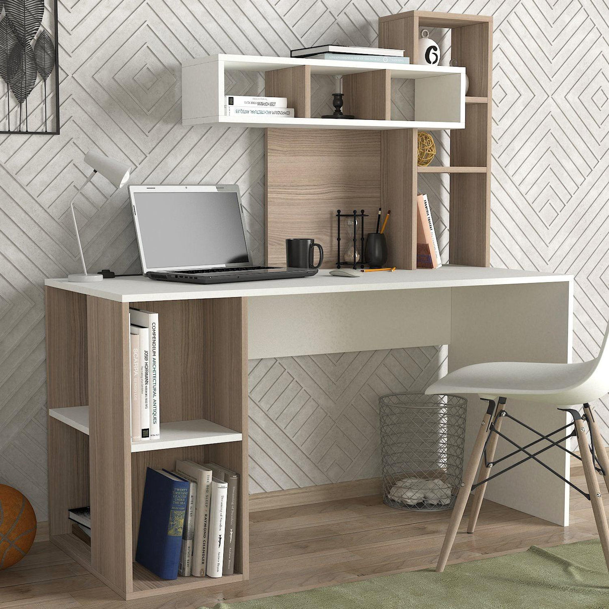 Birou Coral, Diverse culori, 140x60x154 cm - Alb - Cordoba | SKU: 731WAT3812 | Birou Coral, 140x60x154 cm, varianta Alb - Cordoba, produs pentru amenajarea locuinței, disponibil online în România la CasaMob