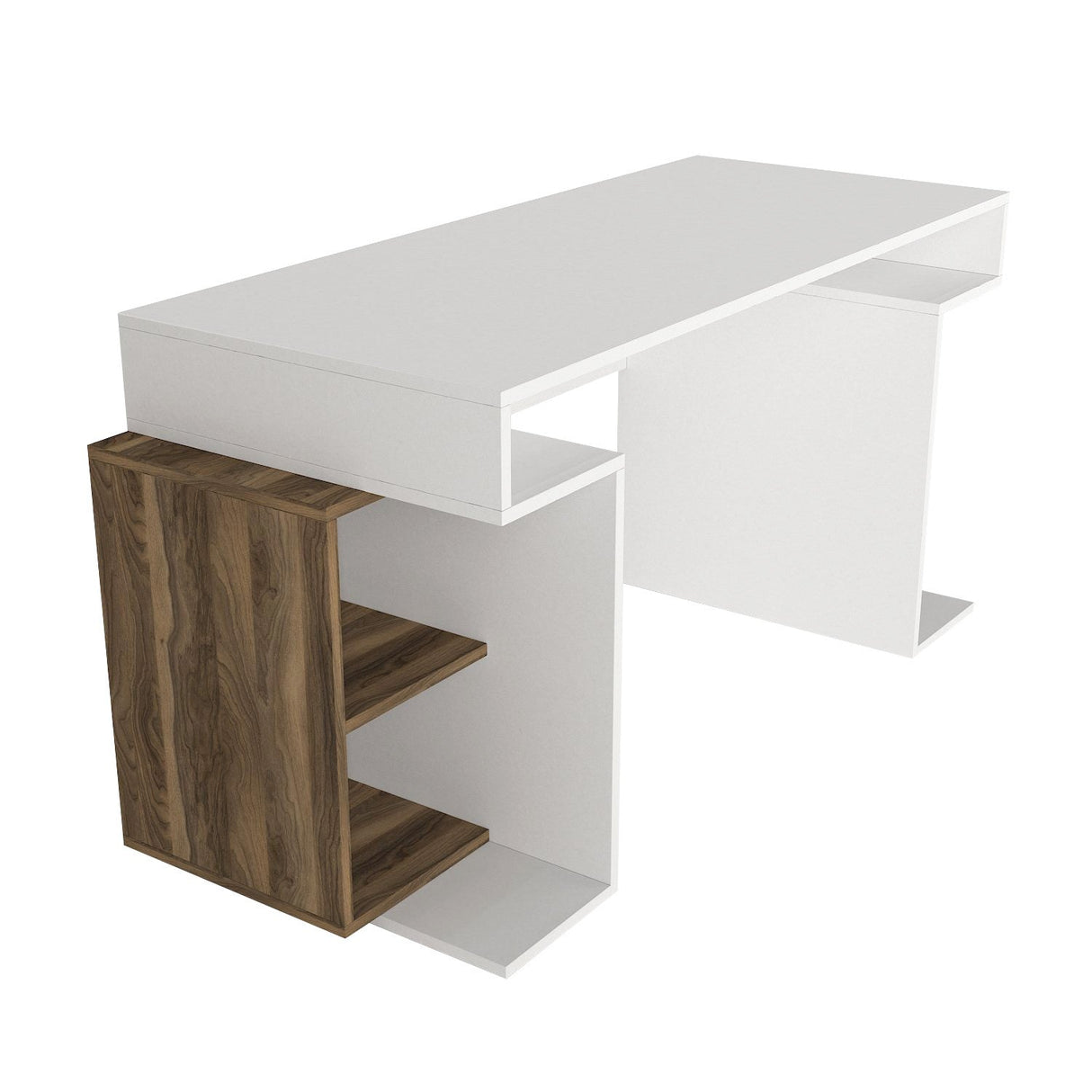 Birou Monument, Diverse culori, 154x60x75 cm - Alb - Nuc | SKU: 731WAT3820 | Birou Monument, 154x60x75 cm, varianta Alb - Nuc, produs pentru amenajarea locuinței, disponibil online în România la CasaMob