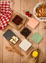 Set recipiente pentru depozitare 4 bucăți SC-4290, Antracit - Verde - Portocaliu - Crem, 10x10x10 cm