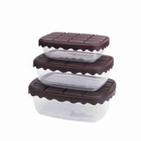Set recipiente pentru depozitare 3 bucăți SC-4275, Maro - Transparent, 12x17x5 cm