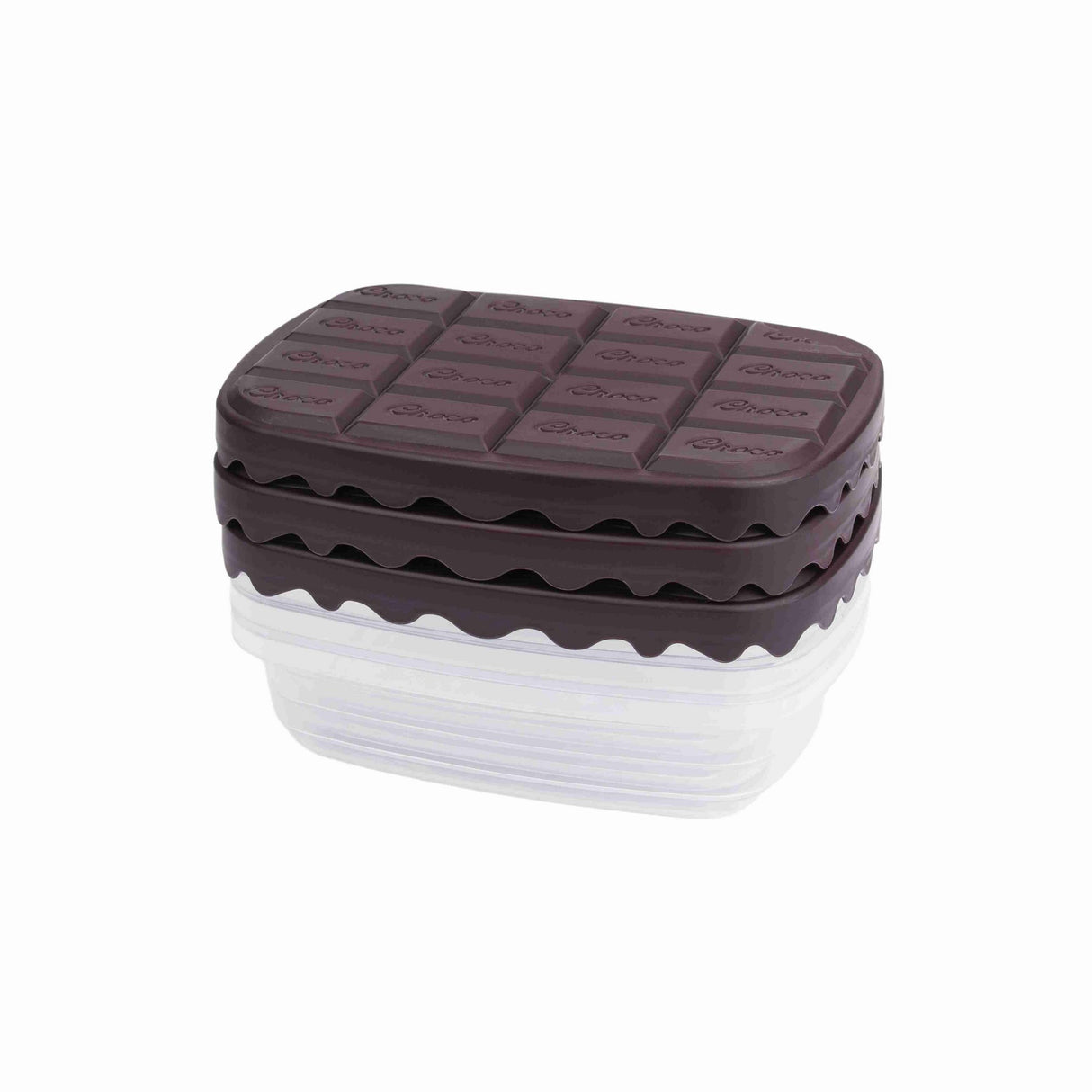 Set recipiente pentru depozitare 3 bucăți SC-4275, Maro - Transparent, 12x17x5 cm