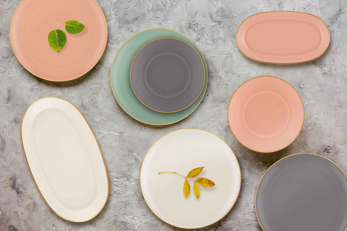 Set de farfurii 4 bucăți BSC0031, Salmon, 17x10x4 cm