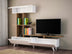 Comodă TV Violet, Alb - Nuc, 195x31.3x180 cm, SKU 745DCD3010, imagine 2
