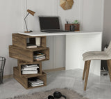 Birou Jenga, Alb - Nuc, 130x60x75 cm