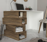 Birou Jenga, Alb - Nuc, 130x60x75 cm