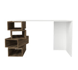 Birou Jenga, Alb - Nuc, 130x60x75 cm