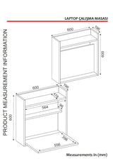 Birou Laptop, Alb - Nuc, 60x20x60 cm