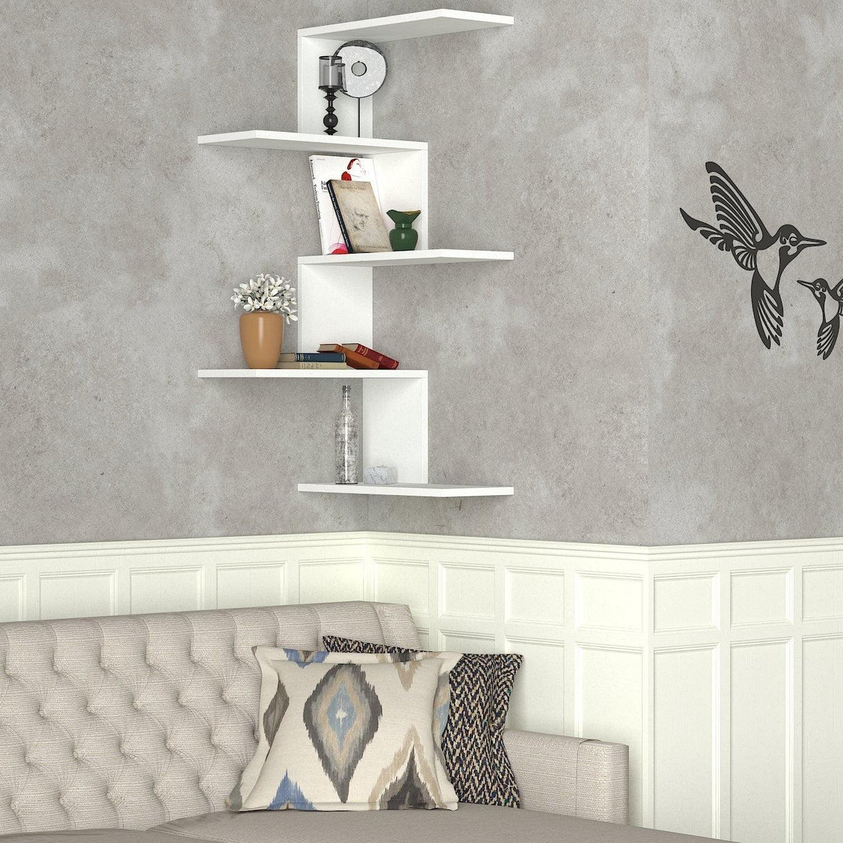Raft de perete Caniko, Diverse culori, 52x30x109 cm - Alb | SKU: 745DCD1611 | Raft de perete Caniko, 52x30x109 cm, varianta Alb, produs pentru amenajarea locuinței, disponibil online în România la CasaMob
