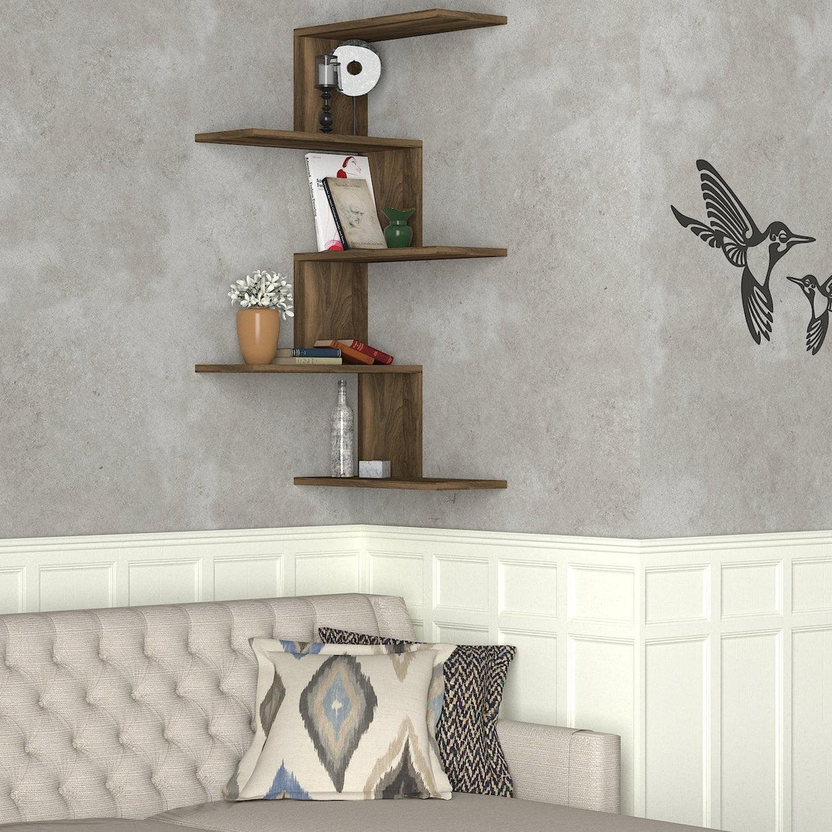 Raft de perete Caniko, Diverse culori, 52x30x109 cm - Nuc | SKU: 745DCD1612 | Raft de perete Caniko, 52x30x109 cm, varianta Nuc, produs pentru amenajarea locuinței, disponibil online în România la CasaMob