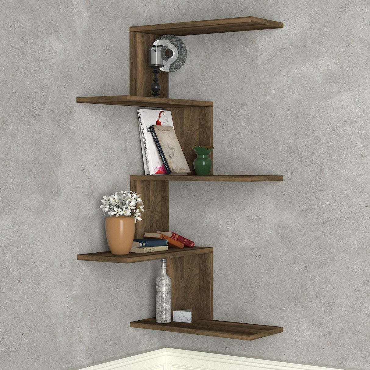 Raft de perete Caniko, Diverse culori, 52x30x109 cm - Nuc | SKU: 745DCD1612 | Raft de perete Caniko, 52x30x109 cm, varianta Nuc, produs pentru amenajarea locuinței, disponibil online în România la CasaMob