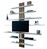 Comodă TV Zebra, Alb - Nuc, 160x30x160 cm
