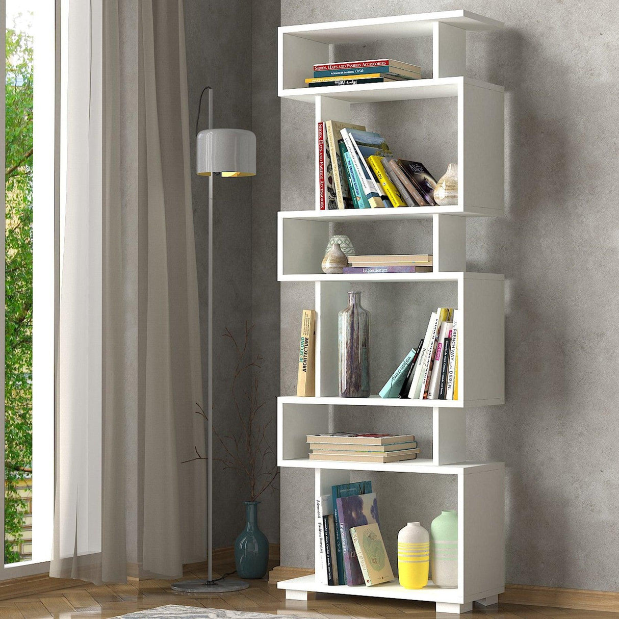 Bibliotecă Blok, Diverse culori, 60x20x165 cm - Alb | SKU: 745DCD3605 | Bibliotecă Blok, 60x20x165 cm, varianta Alb, produs pentru amenajarea locuinței, disponibil online în România la CasaMob