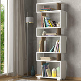 Bibliotecă Blok, Diverse culori, 60x20x165 cm - Alb - Nuc | SKU: 745DCD3606 | Bibliotecă Blok, 60x20x165 cm, varianta Alb - Nuc, produs pentru amenajarea locuinței, disponibil online în România la CasaMob